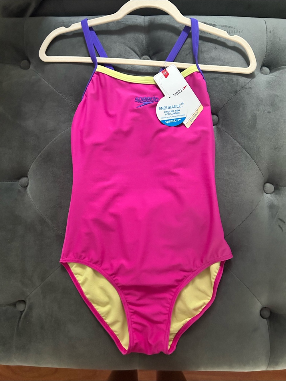 2 suits for one! Speedo Hot Pink One-Piece Swimsuit with Yellow Lining